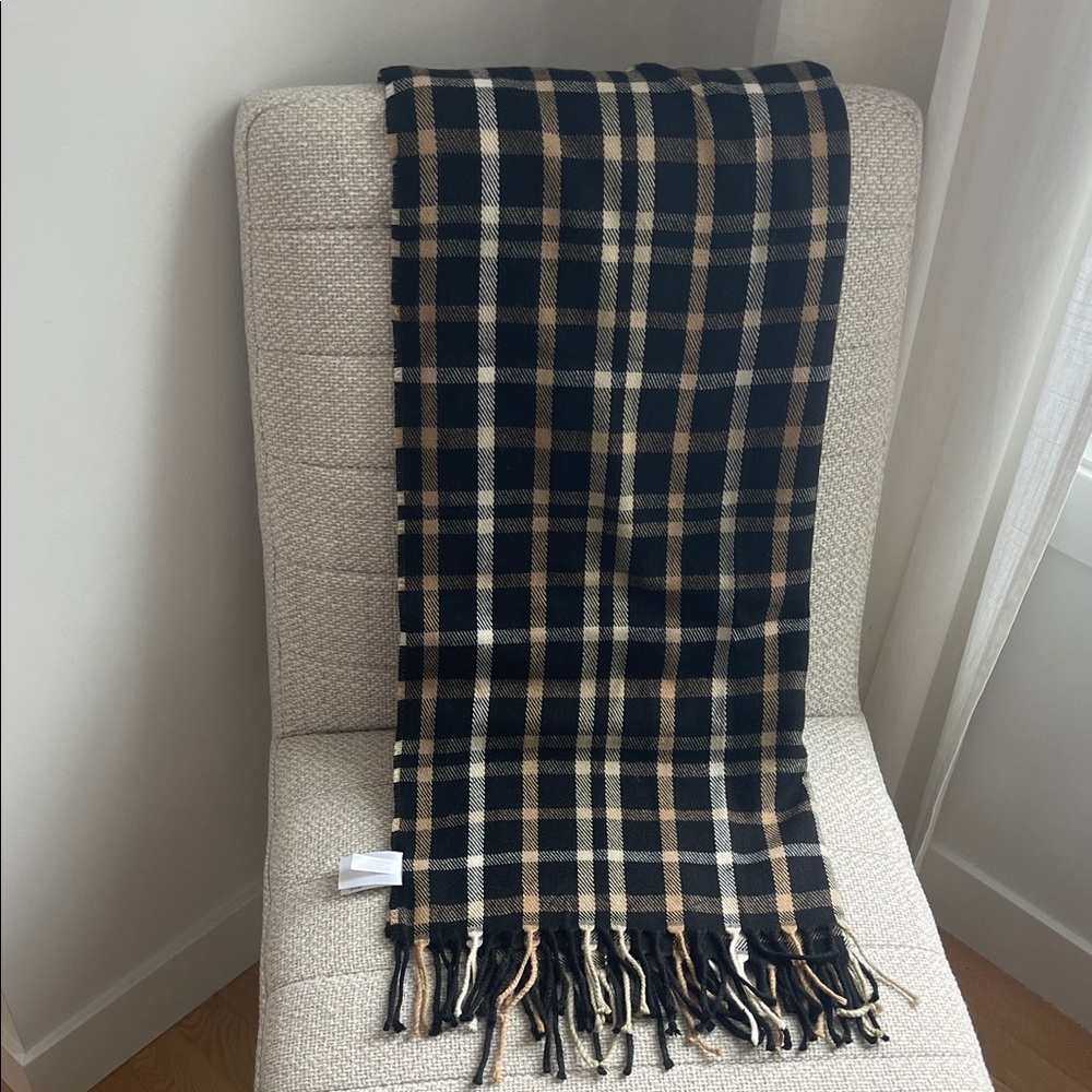 J. Crew Black and Tan Plaid Scarf